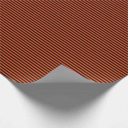 Thin Black and Bright Orange Stripes Wrapping Paper