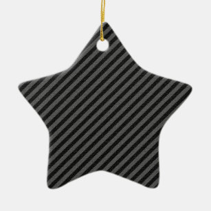 Thin Black and Gray Diagonal Stripes Ceramic Ornament