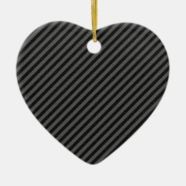 Thin Black and Gray Diagonal Stripes Ceramic Ornament (Front)