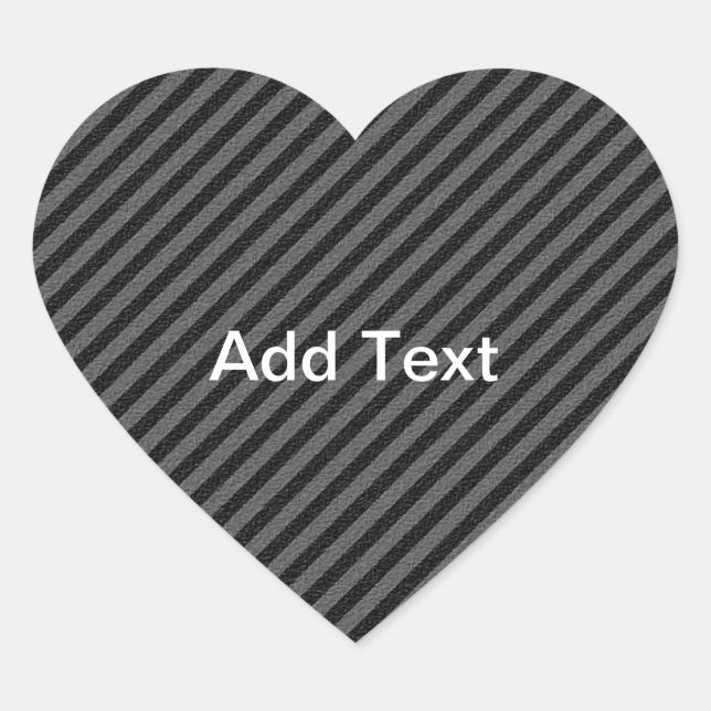 Thin Black and Gray Diagonal Stripes Heart Sticker (Front)