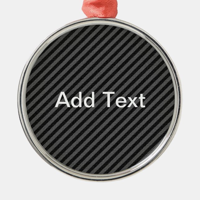 Thin Black and Gray Diagonal Stripes Metal Ornament (Front)