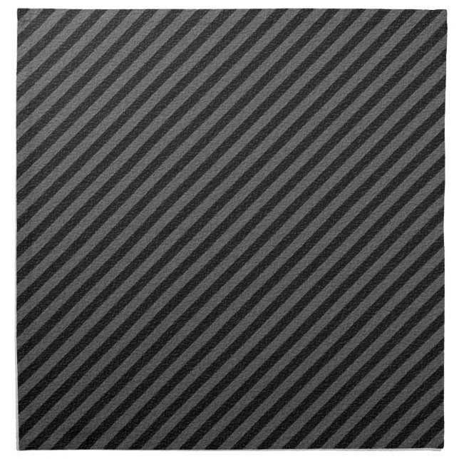 Thin Black and Gray Diagonal Stripes Napkin (Front)
