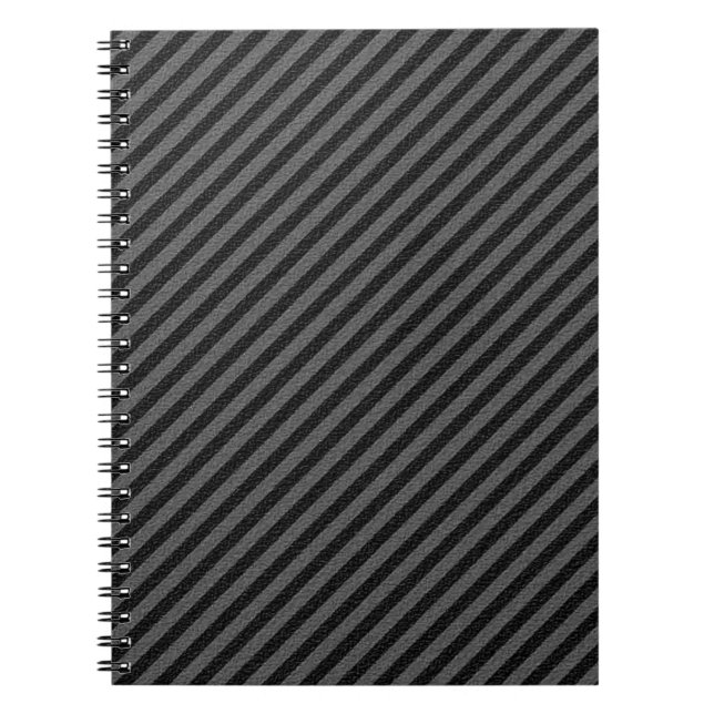 Thin Black and Gray Diagonal Stripes Notebook (Front)