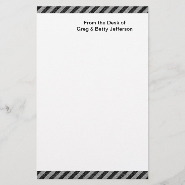 Thin Black and Gray Diagonal Stripes Stationery (Front)