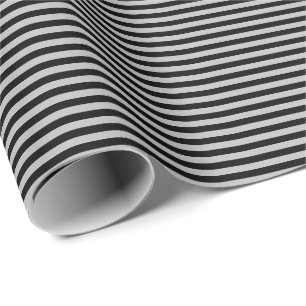 Thin Black and Gray Stripes Wrapping Paper