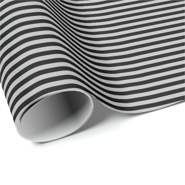 Thin Black and Gray Stripes Wrapping Paper (Roll Corner)