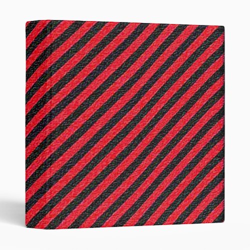Thin Black and Red Diagonal Stripes 3 Ring Binder