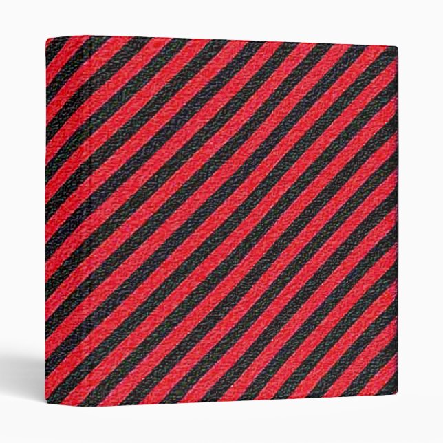 Thin Black and Red Diagonal Stripes 3 Ring Binder (Front/Spine)