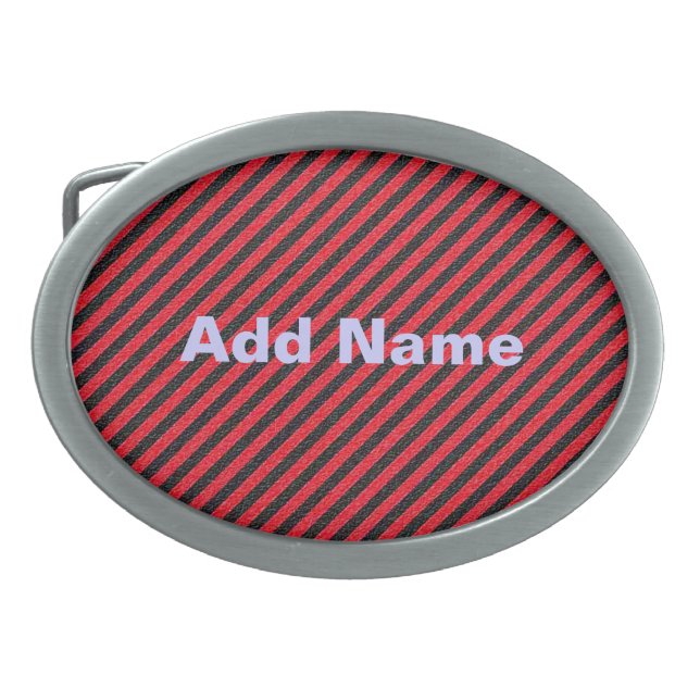 Thin Black and Red Diagonal Stripes Belt Buckle (Front)
