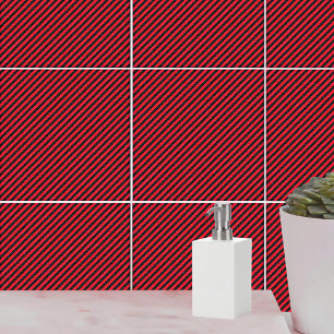 Thin Black and Red Diagonal Stripes Ceramic Tile