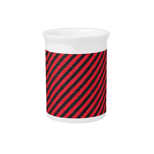 Thin Black and Red Diagonal Stripes Drink Pitcher (Front)