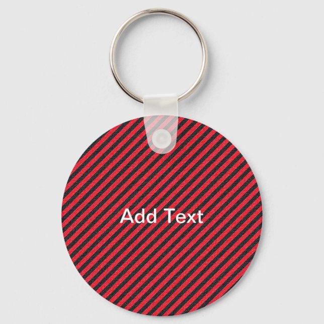 Thin Black and Red Diagonal Stripes Keychain (Front)