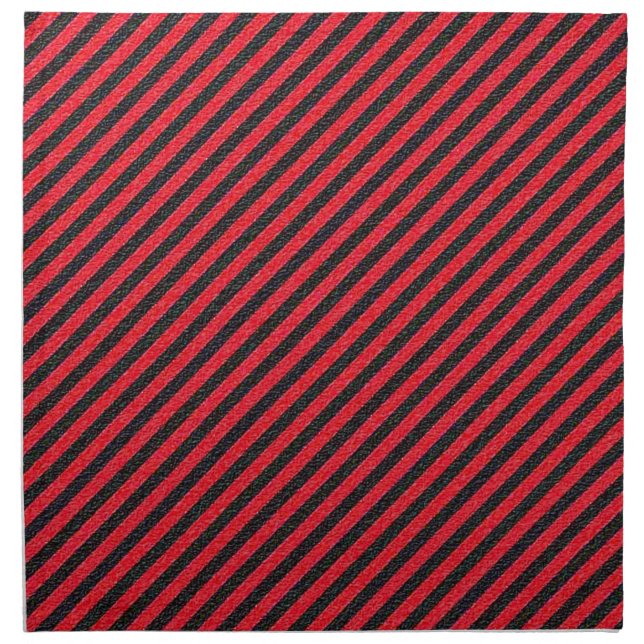 Thin Black and Red Diagonal Stripes Napkin (Front)