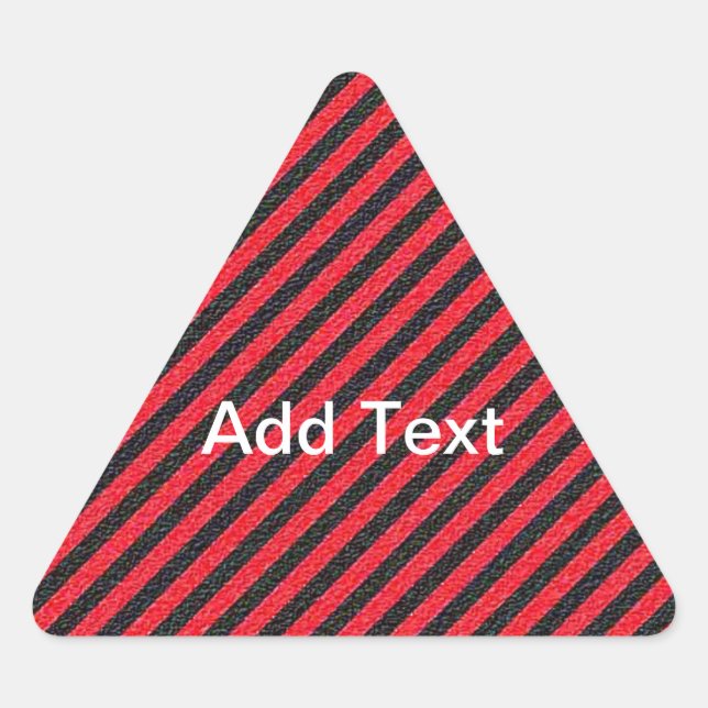 Thin Black and Red Diagonal Stripes Triangle Sticker (Front)