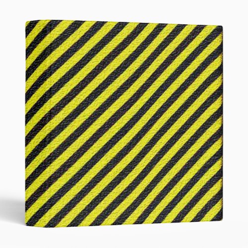 Thin Black and Yellow Diagonal Stripes 3 Ring Binder