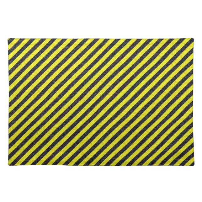Thin Black and Yellow Diagonal Stripes Cloth Placemat (Front)