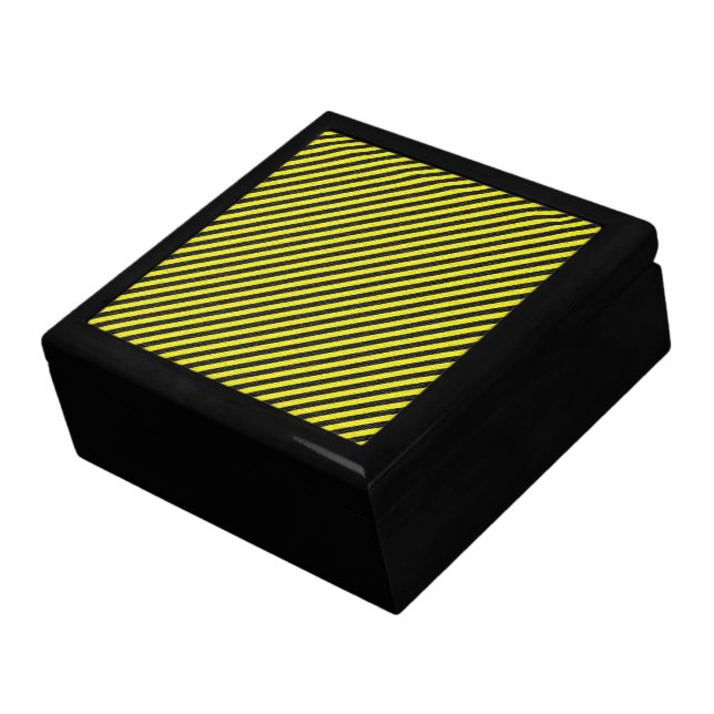 Thin Black and Yellow Diagonal Stripes Gift Box (Side)