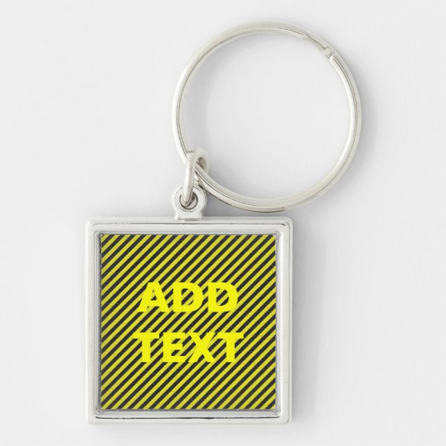 Thin Black and Yellow Diagonal Stripes Keychain (Front)
