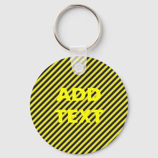 Thin Black and Yellow Diagonal Stripes Keychain (Front)