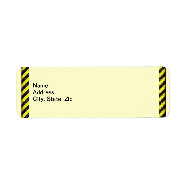 Thin Black and Yellow Diagonal Stripes Label (Front)