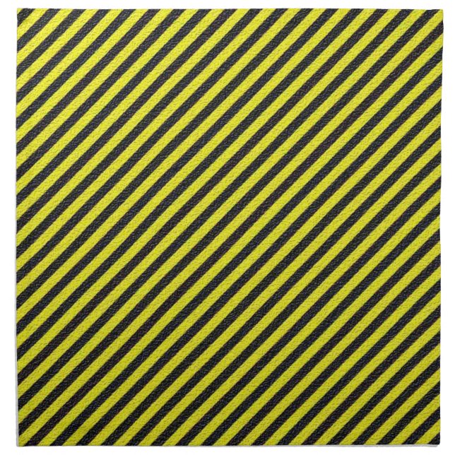 Thin Black and Yellow Diagonal Stripes Napkin (Front)