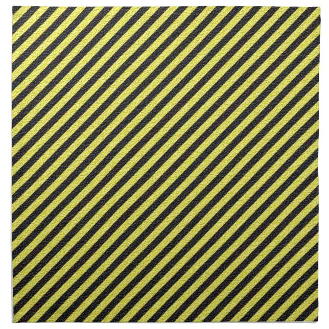 Thin Black and Yellow Diagonal Stripes Napkin (Front)