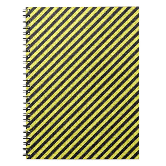 Thin Black and Yellow Diagonal Stripes Notebook (Front)