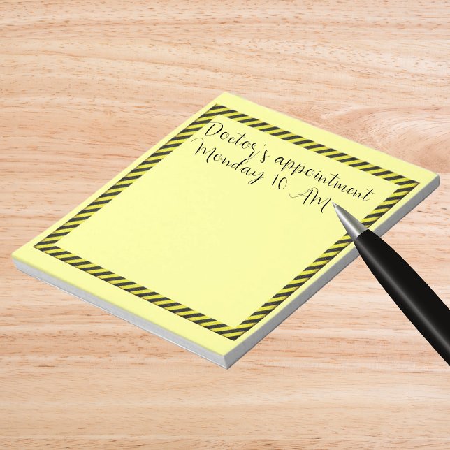 Thin Black and Yellow Diagonal Stripes Notepad (Thin Black and Yellow Diagonal Stripes Notepad)