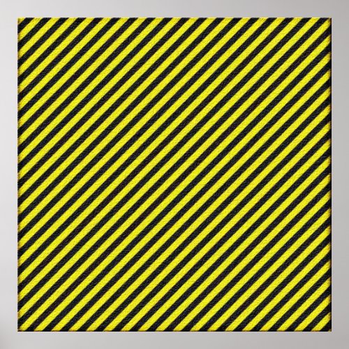 Thin Black and Yellow Diagonal Stripes Poster