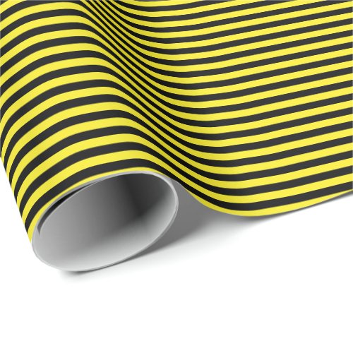 Thin Black and Yellow Stripes Wrapping Paper