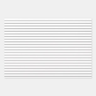 Thin Black Stripes on White Party or Christmas Wrapping Paper Sheets