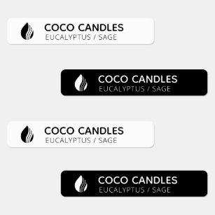 Thin Black & White Candle Logo Label  