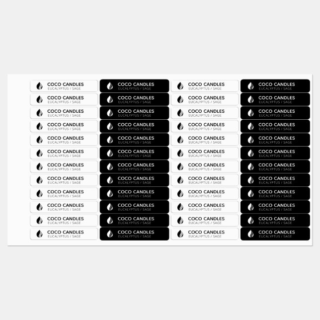 Thin Black & White Candle Logo Label   (Sheet)