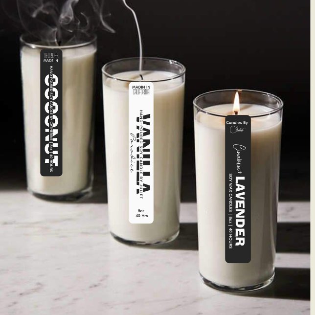 Thin Black & White Candle Logo Label (Creator Uploaded)