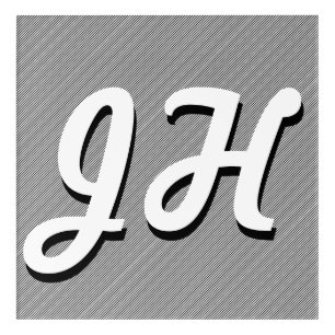 Thin Black & White Stripes Retro-Styled Initials Acrylic Print