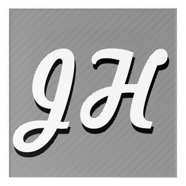 Thin Black & White Stripes | Retro-Styled Initials Acrylic Print (Front)