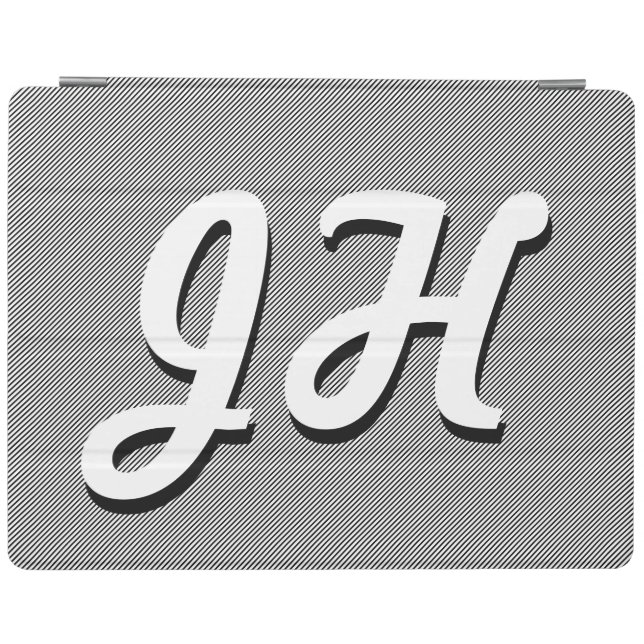 Thin Black & White Stripes | Retro-Styled Initials iPad Smart Cover (Horizontal)