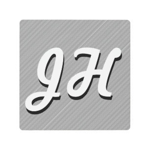 Thin Black & White Stripes Retro-Styled Initials Metal Print