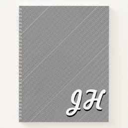 Thin Black &amp; White Stripes | Retro-Styled Initials Notebook