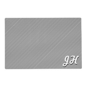 Thin Black & White Stripes   Retro-Styled Initials Placemat