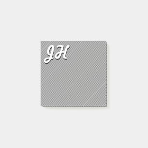 Thin Black & White Stripes Retro-Styled Initials Post-it Notes