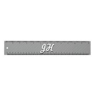 Thin Black & White Stripes Retro-Styled Initials Ruler