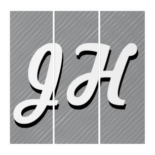 Thin Black & White Stripes Retro-Styled Initials Triptych