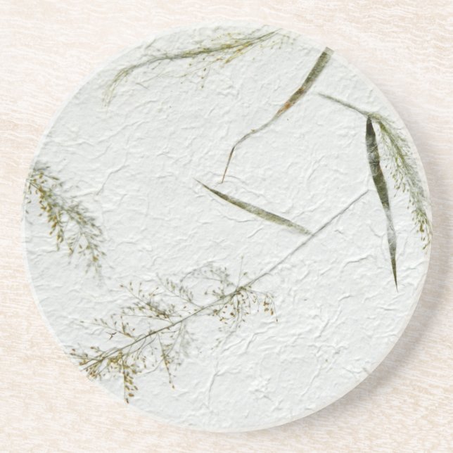 Thin blades of grass Japanese rice paper Drink Coaster (Front)