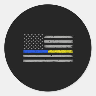 Thin Blue Gold Line Dispatcher Police Officer Classic Round Sticker