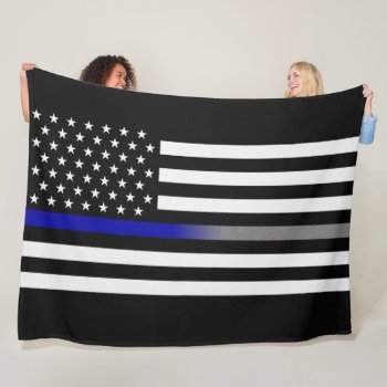 Thin Blue/gray Line Flag Fleece Blanket by ThinBlueLineDesign at Zazzle