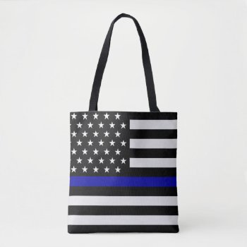 Thin Blue/gray Line Flag Tote Bag by ThinBlueLineDesign at Zazzle