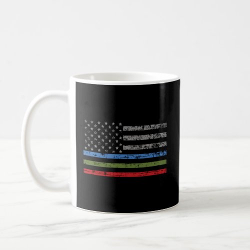 Thin Blue Green Red Line American Flag Support  Coffee Mug