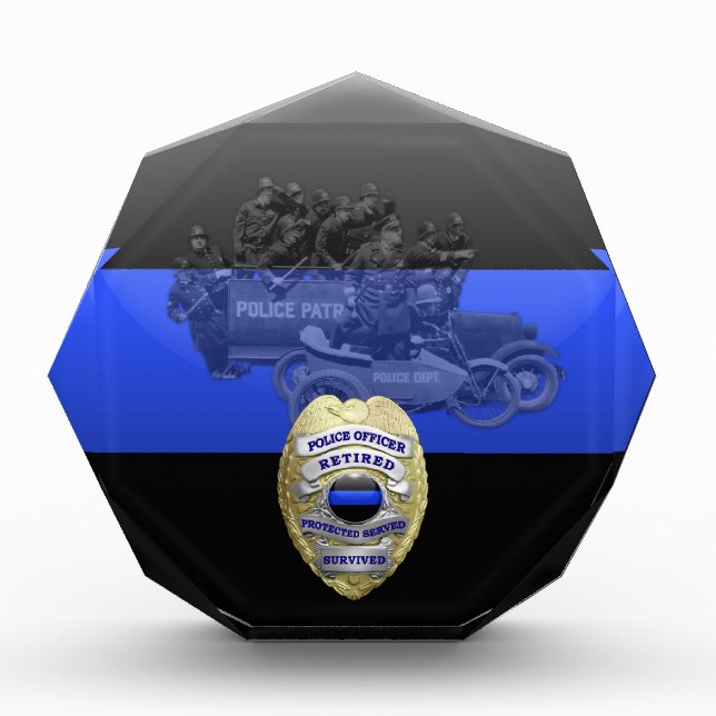 Thin Blue Line - 2-Tone Gold Funny Retirement Award (Front)