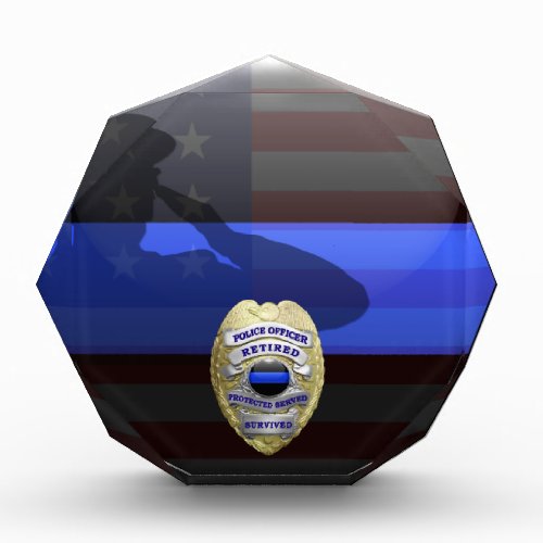 Thin Blue Line _ 2_Tone Gold Retirement Badge Award